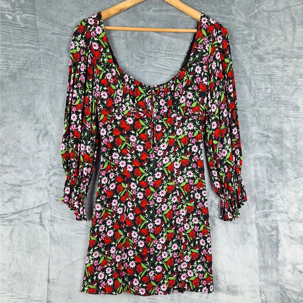 Womens Dress 3/4 Babydoll Y2K Milkmaid Romantic Floral Mini Feminine Coquette